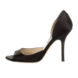 Jimmy Choo Black Satin D'Orsay Heels
